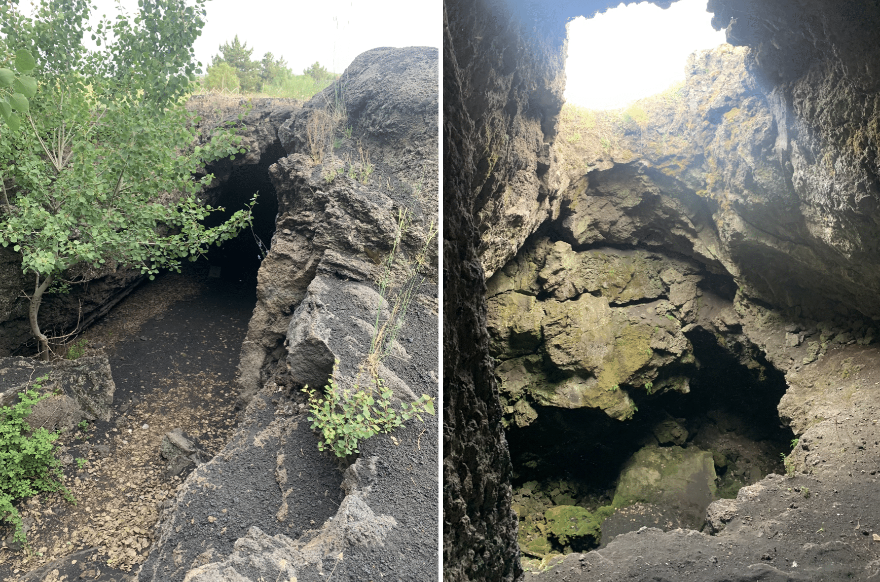 excursion sur l'etna : visite d'une grotte formee par la lave