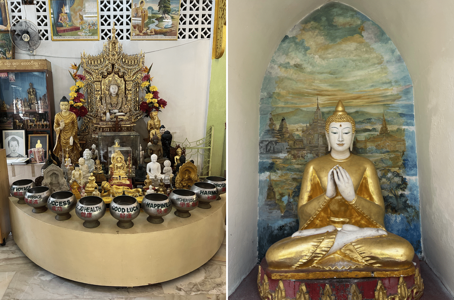 sanctuaires a l interieur d un temple bouddhiste en malaisie