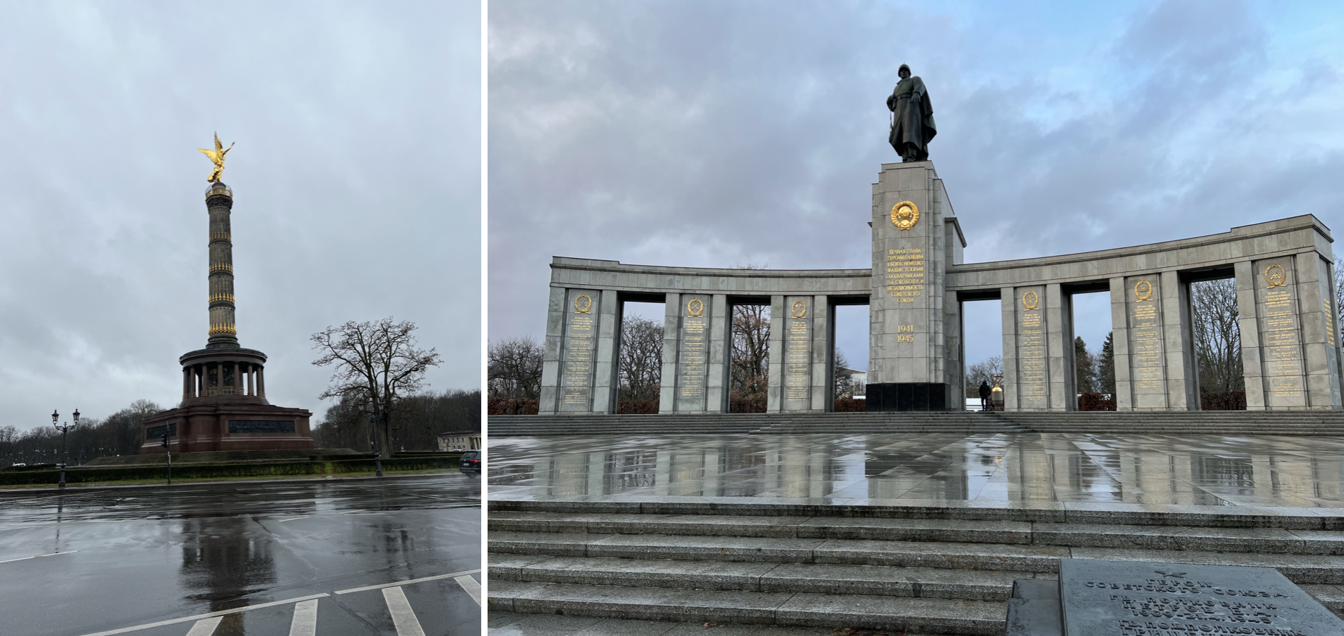 la colonne de la victoire et le memorial sovietique dans le tiergarten a berlin
