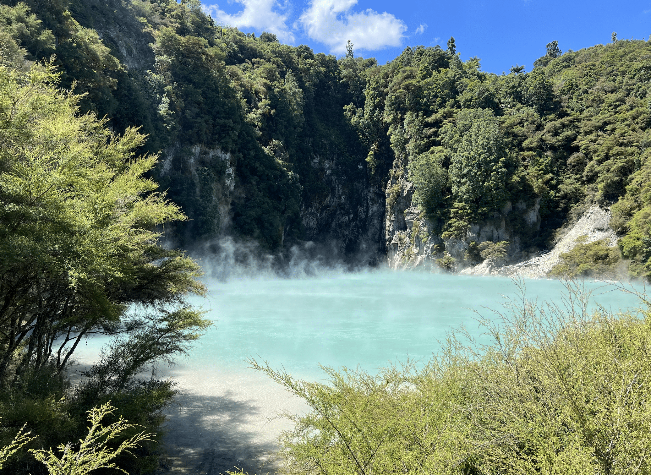 l'inferno crater lake dans la waimangu volcanic valley a rotorua en nouvelle zelande