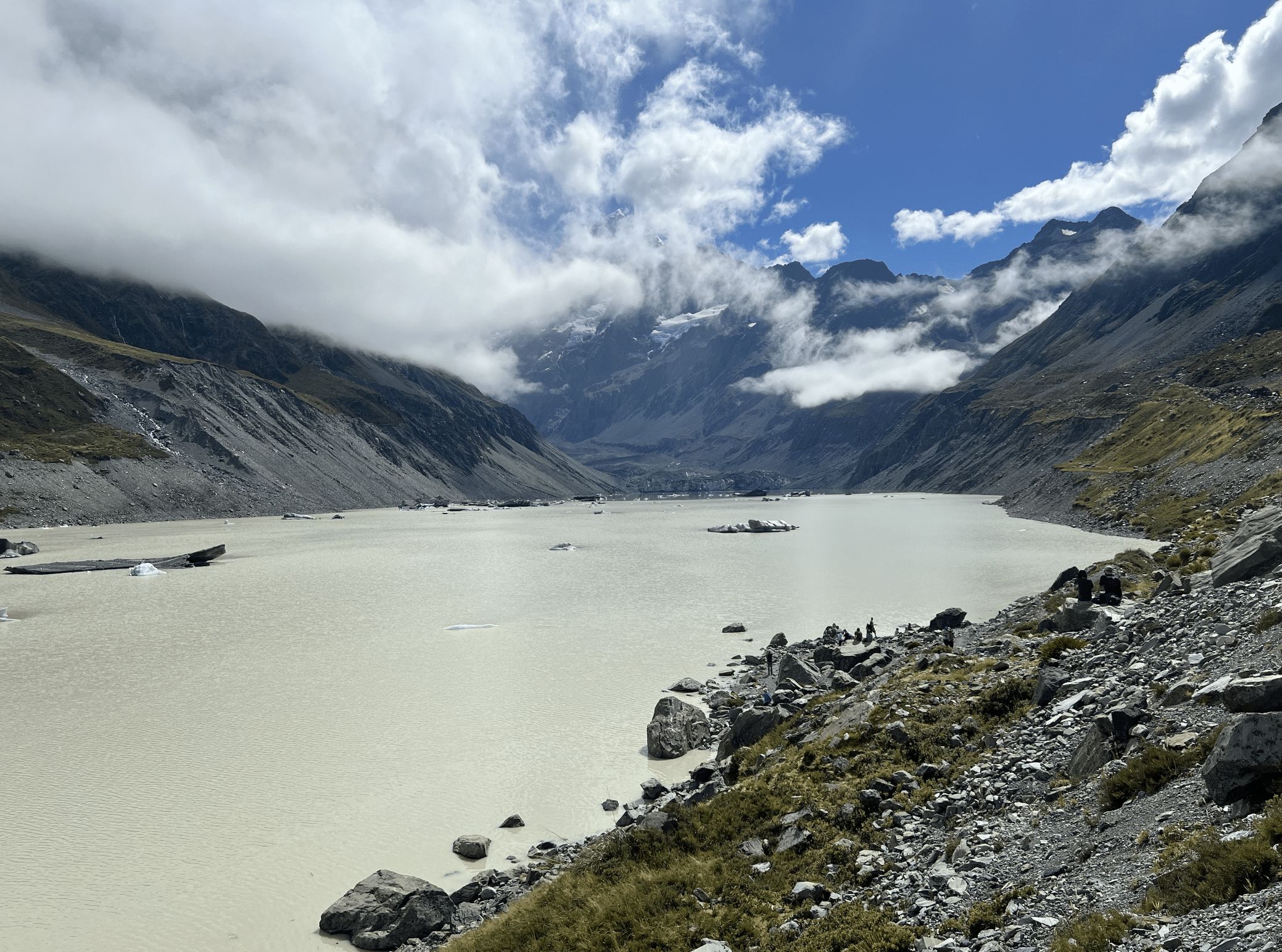 le hooker glacier et le mont cook en nouvelle zelande